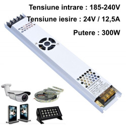 Sursa 24v 300w slim 12.5a aluminiu ventilator pentru LED