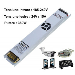 Sursa 24v 15a 360w slim aluminiu pentru banda LED interior