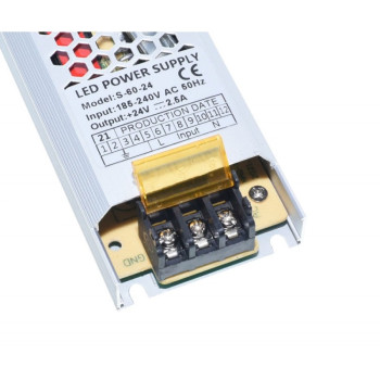Sursa alimentare 24v 60w slim 2.5a aluminiu pentru banda LED
