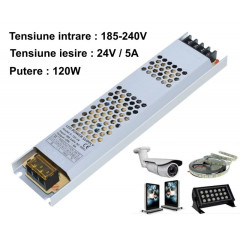 Sursa 24v 5a slim 120w aluminiu pentru banda LED interior