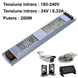 Sursa alimentare 24v 200w slim 8.33a aluminiu pentru LED