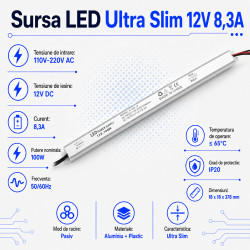 Sursa de Alimentare Ultra Slim 12V-100W / 8,3A