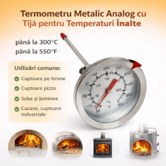 Termometru cuptor analog metalic 0-300C cu tija 120mm