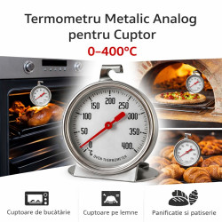 Termometru cuptor analog metalic 0-400 grade masurare temperatura aer