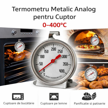 Termometru cuptor analog metalic 0-400 grade masurare temperatura aer