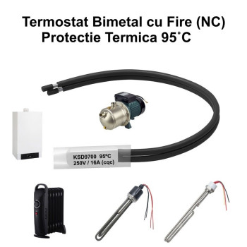Termostat Bimetal 95C KSD9700 NC cu fire 250V 16A