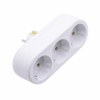 Stecher triplu Lung cu Inele de Ceramica ABS ignifug 16A