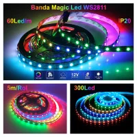 Banda led digitala WS2811 RGB 12V IP20 5m programabila