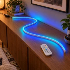 Kit Banda LED Neon Flex RGBIC 5m, 24V, 360 LED-uri, telecomanda si aplicatie