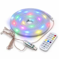 Kit Banda LED Neon Flex RGBIC 5m, USB 5V, 160 LED-uri, telecomanda si aplicatie